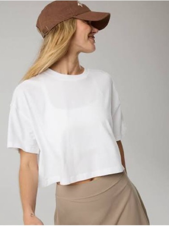 aerie Tops - Aerie 100% Cotton Cropped Tee Shirt Top - Small - White
